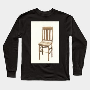 Plain Wood Chair Watercolor Long Sleeve T-Shirt